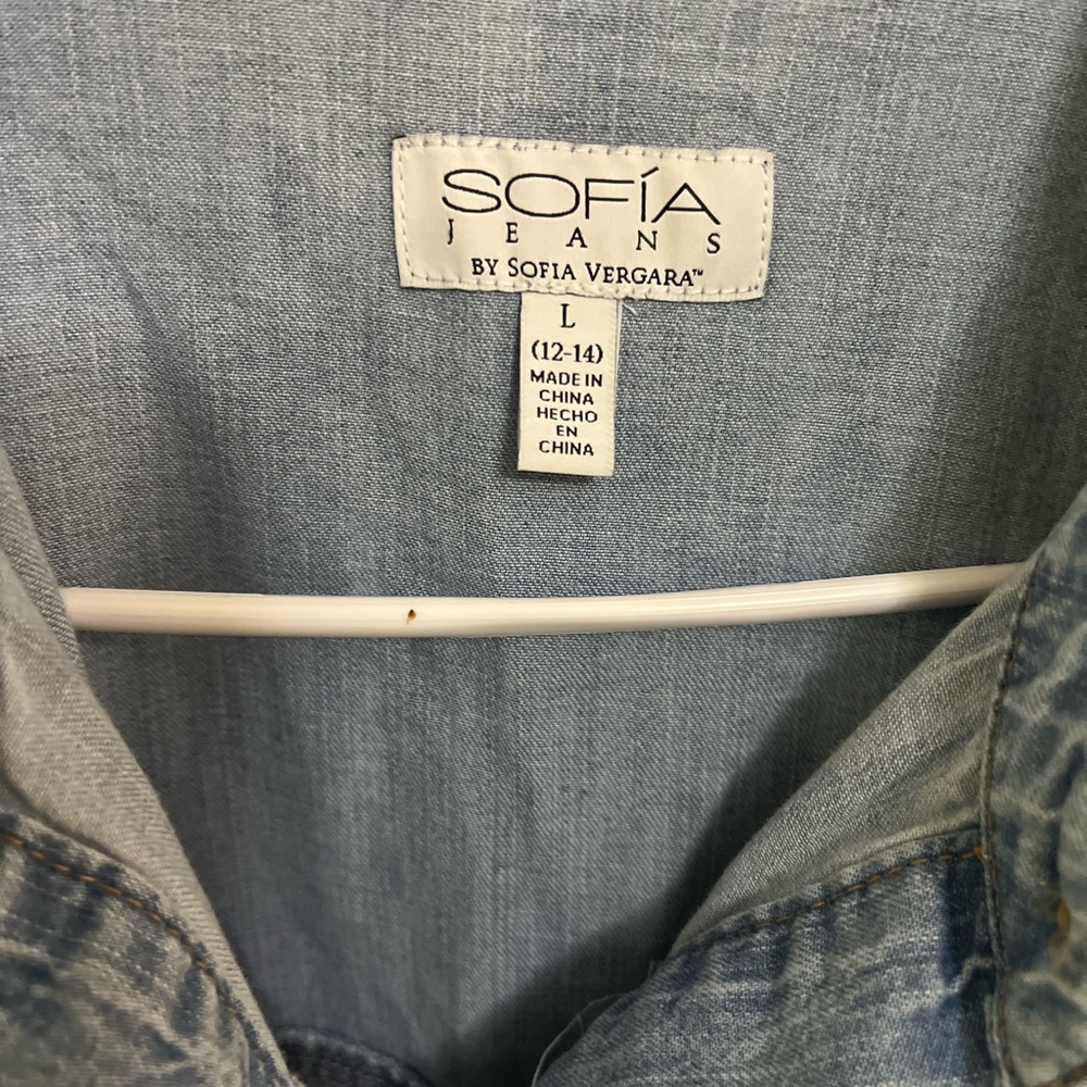 Sofia Jeans Women's Sofia Oversized Boyfriend Shirt with Long Sleeves, Sz LG NWT - Picture 5 of 10